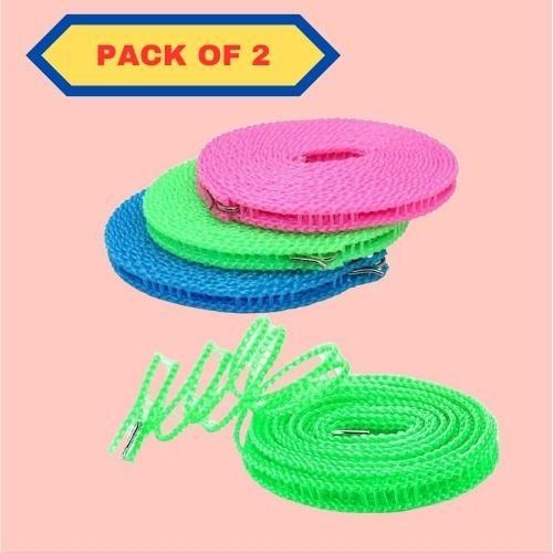 Rope-Nylon Clothesline Rope Windproof with Hooks Pack of 2 (5M)