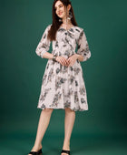 Women's Georgette Floral Print Flared Short Dress