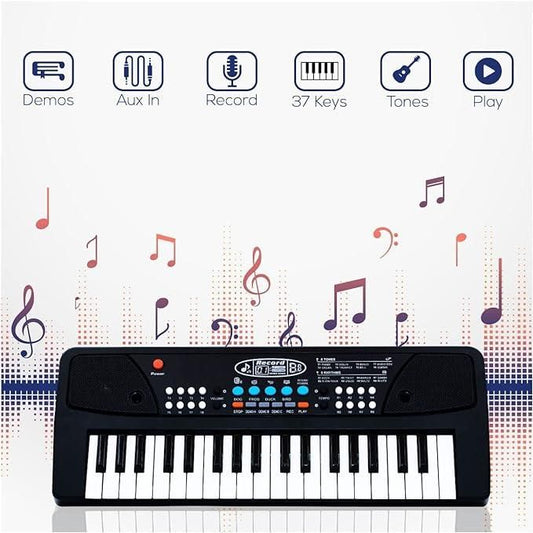 37 Keys Piano Keyboard Toy with Microphone, USB Power Cable & Sound Recording Function Analog Portable Keyboard