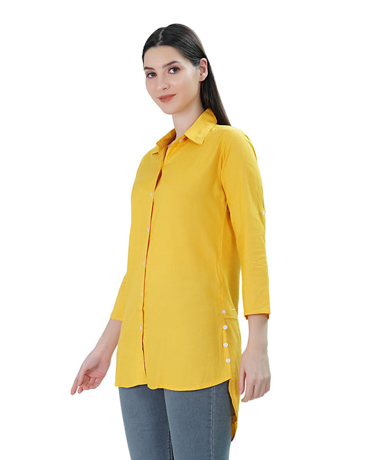 Womens Long Tunic Top (Yellow)