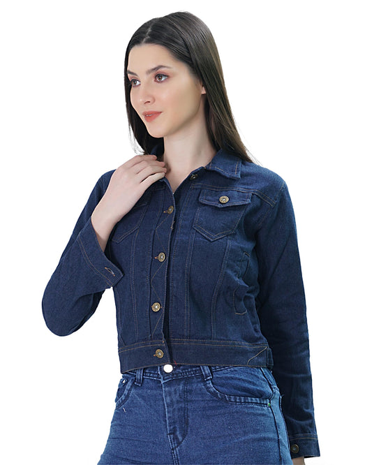 Denim Jacket For Women (Navy Blue)