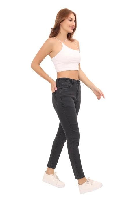 Attire Lab Women's Solid High Waist Skinny Jeans -Grey