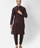 Men's Solid Dupion Silk Kurta Pyjama Set Maroon