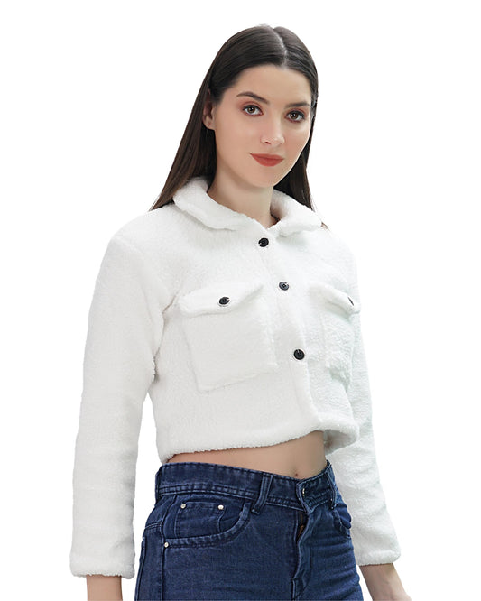 Wool Jacket For Women (White)