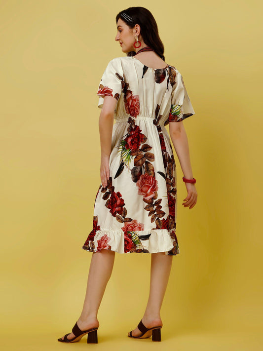 Floral Print Flared Midi Dress