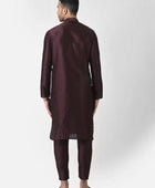 Men's Solid Dupion Silk Kurta Pyjama Set Maroon